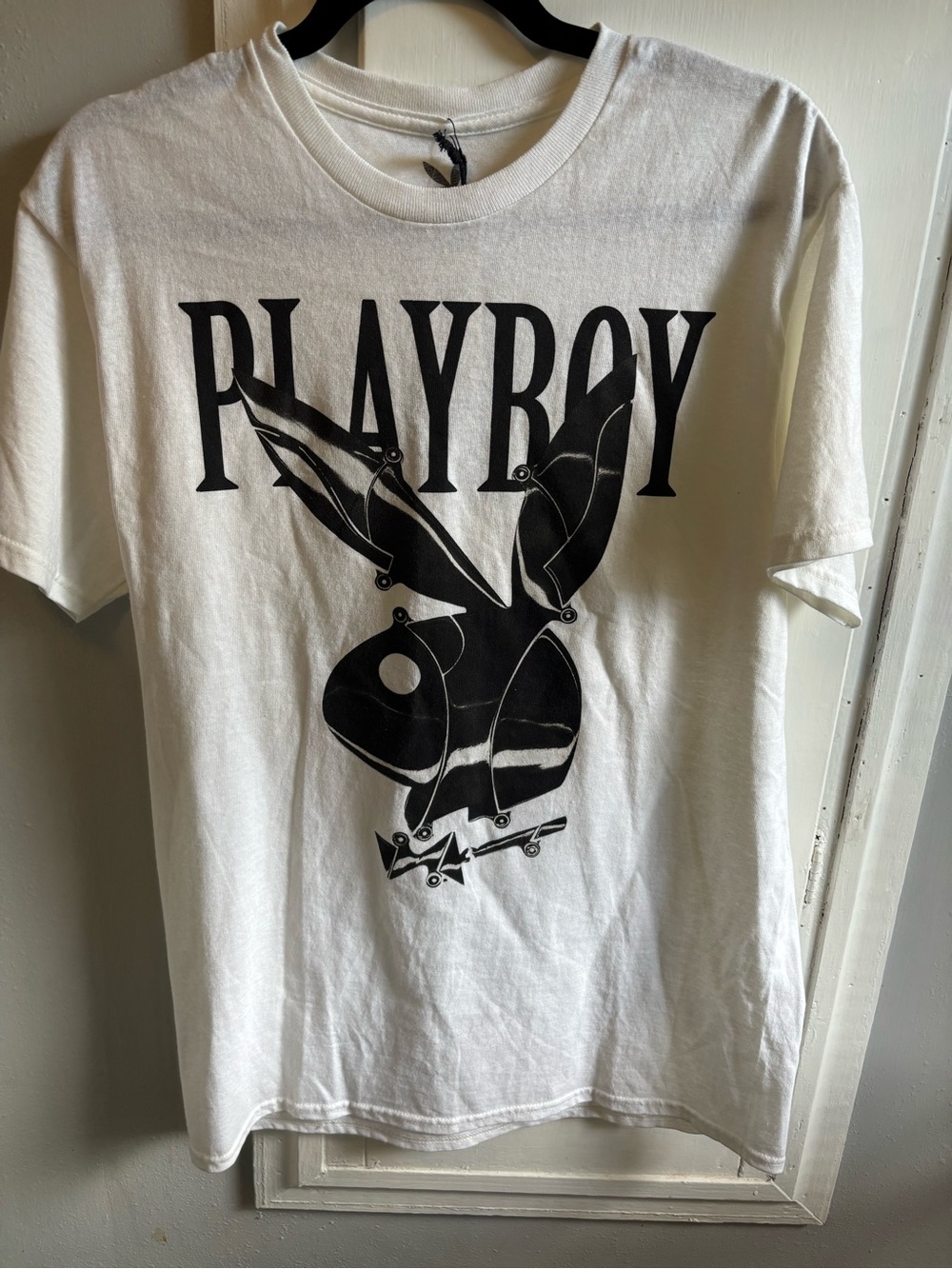 PLAYBOY White Tee with Black Bunny Graphic